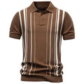 Men's Retro Striped Knitted Polo Shirt Short Sleeve