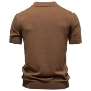 Men's Retro Striped Knitted Polo Shirt Short Sleeve
