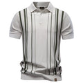 Men's Retro Striped Knitted Polo Shirt Short Sleeve